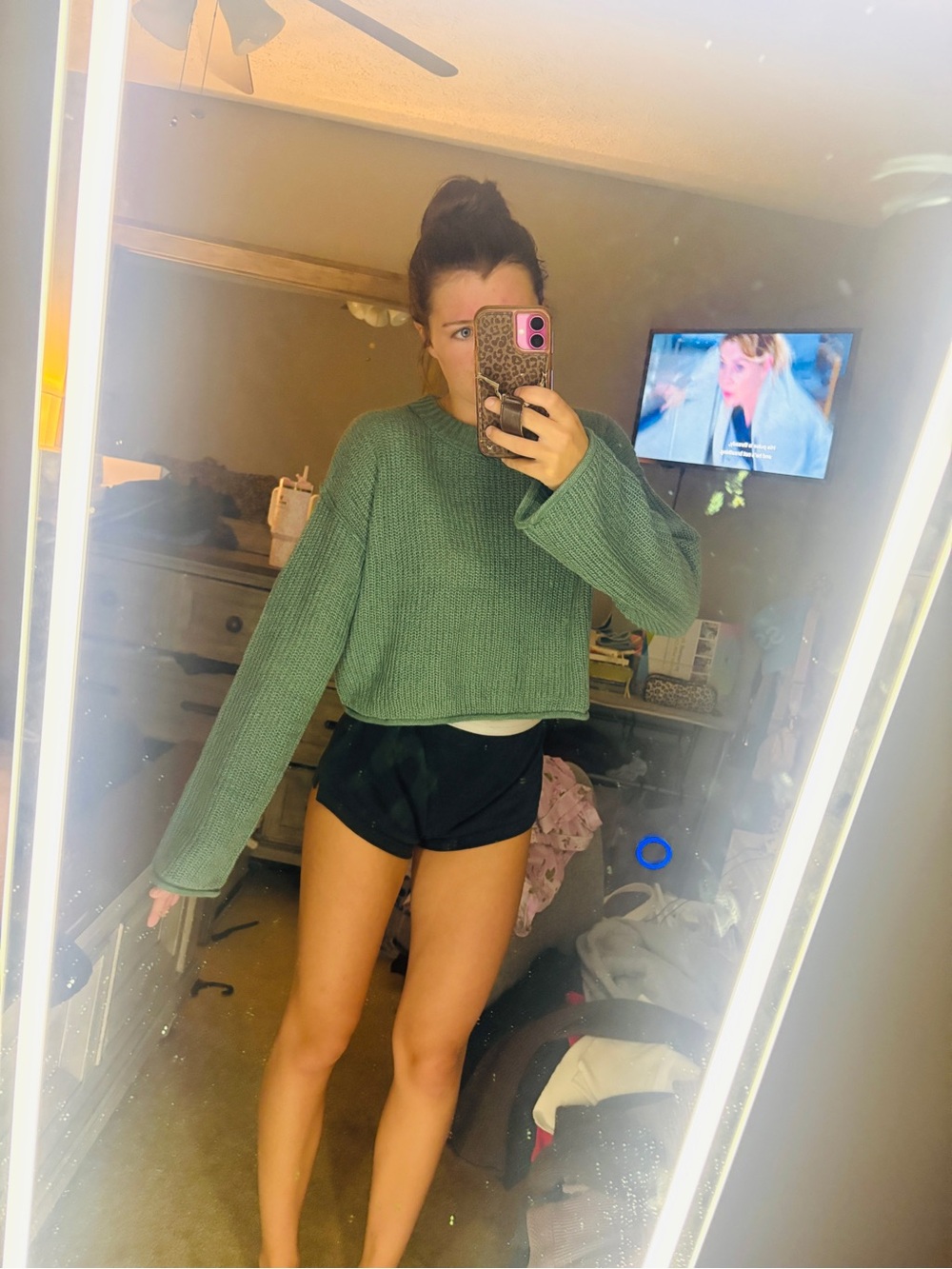 Target Green Cropped Crewneck Sweater